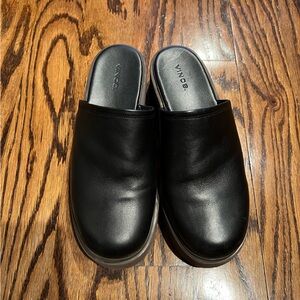 Vince Black Leather Slip-On Shoes